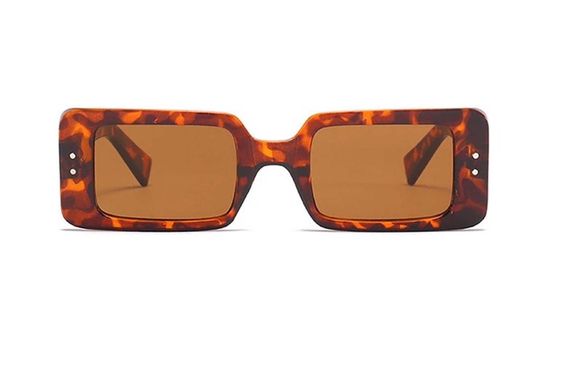 AUGEN By Visions India Retro Vintage Narrow Rectangular Abstract Unisex Sunglasses UV400 Protected Medium Size (Brown2, 127) - Pack of 1
