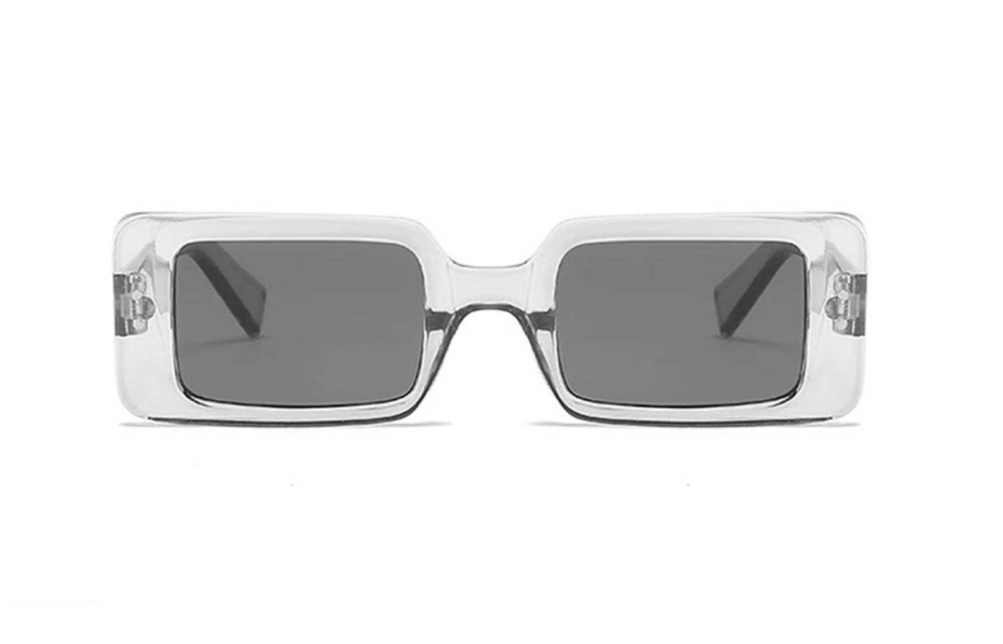 AUGEN By Visions India Retro Vintage Narrow Rectangular Abstract Unisex Sunglasses UV400 Protected Medium Size (Grey, 127)
