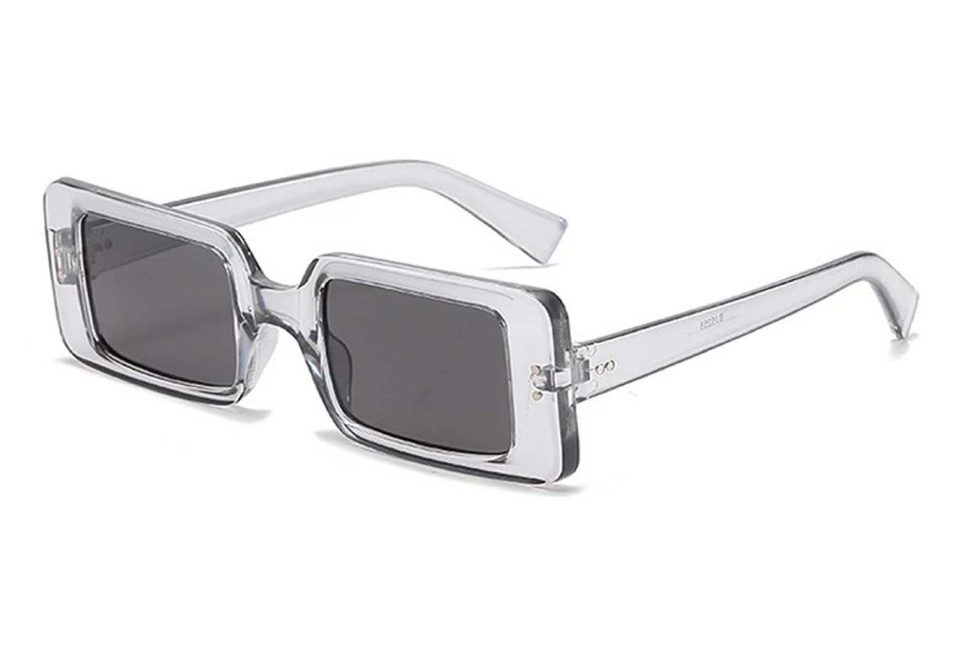 AUGEN By Visions India Retro Vintage Narrow Rectangular Abstract Unisex Sunglasses UV400 Protected Medium Size (Grey, 127)