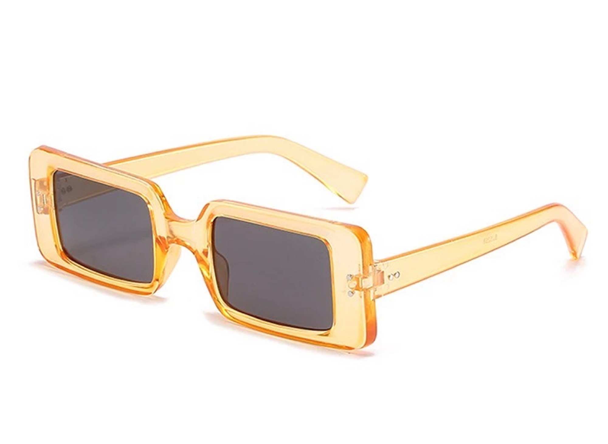 AUGEN Unisex Rectangular Sunglasses Orange Frame, Black Lens (Medium)