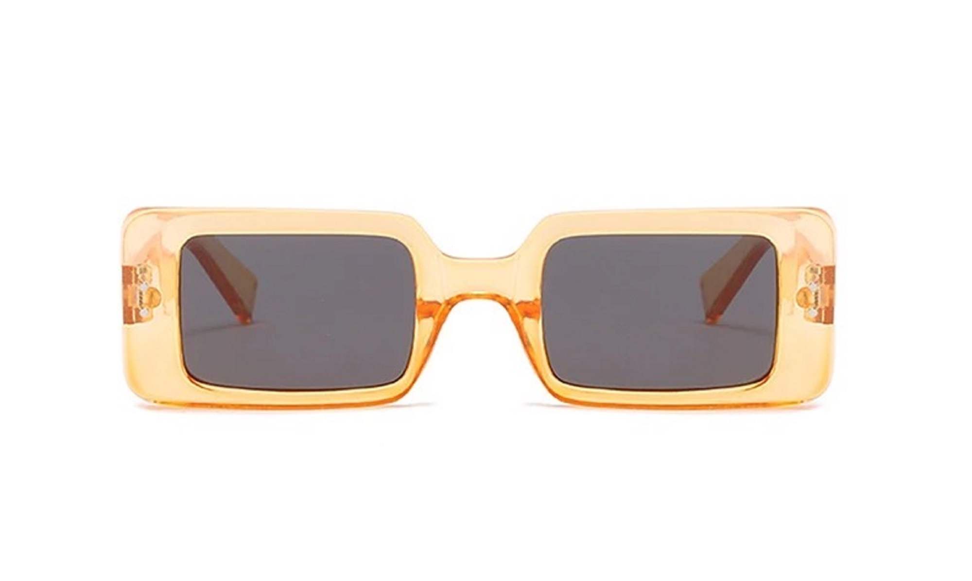 AUGEN Unisex Rectangular Sunglasses Orange Frame, Black Lens (Medium)