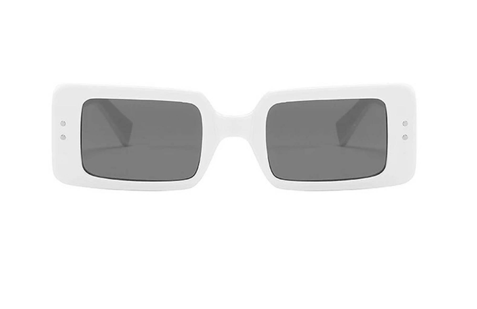 AUGEN By Visions India Retro Vintage Narrow Rectangular Abstract Unisex Sunglasses UV400 Protected Medium Size (White, 127) - Pack of 1