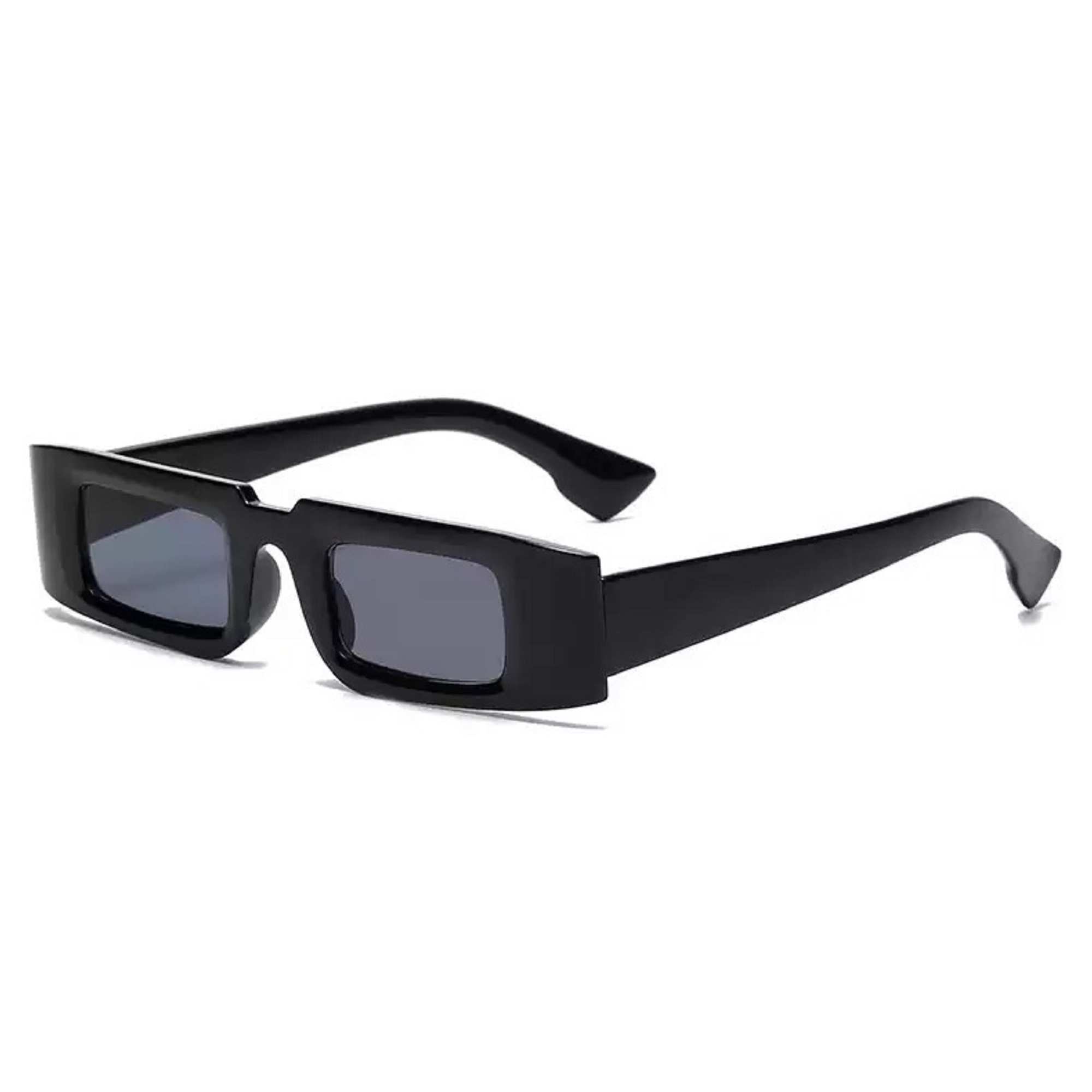 AUGEN By Visions India Retro Vintage Narrow Rectangular Abstract Unisex Sunglasses UV400 Protected Medium Size (Black, 128)-Pack of 1