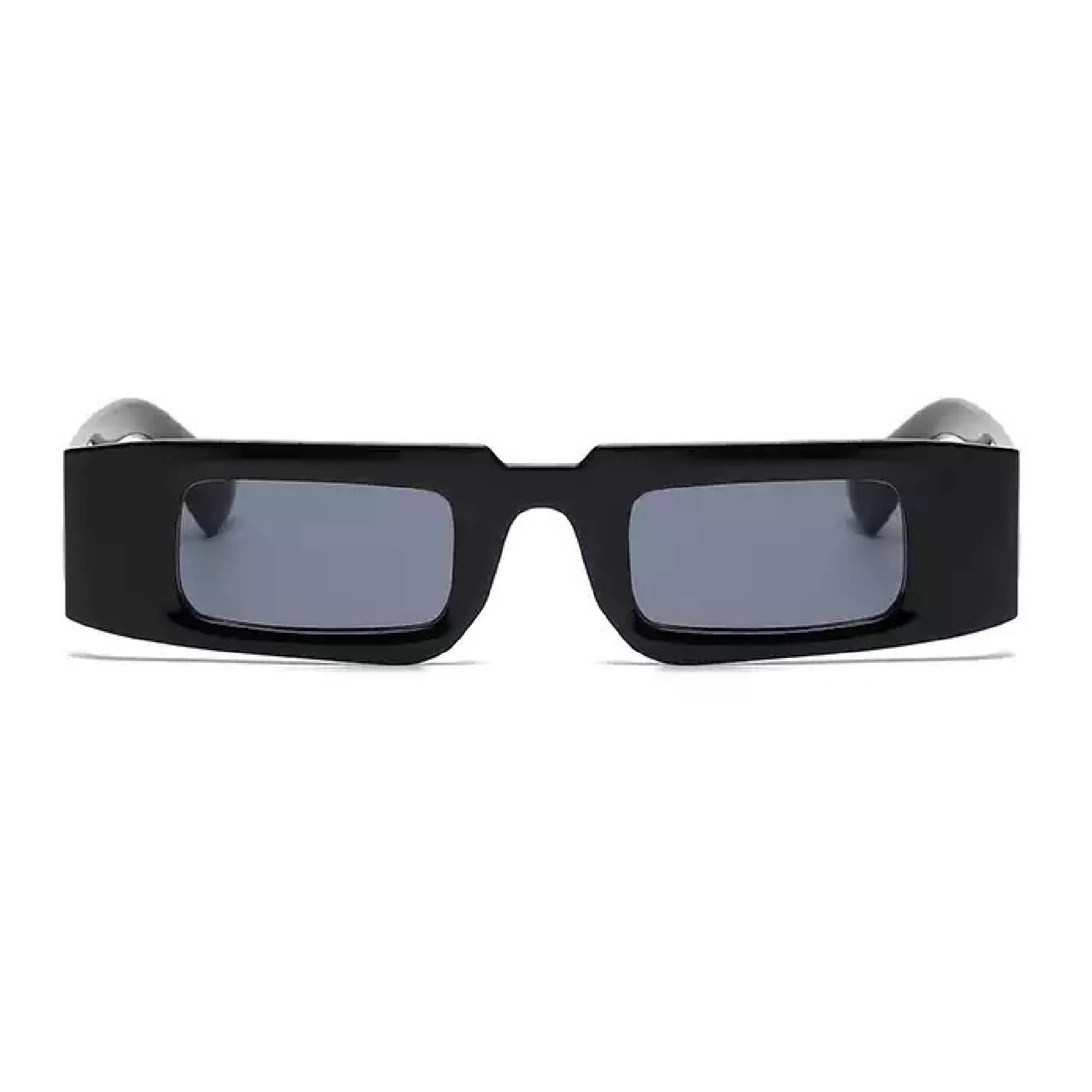 AUGEN By Visions India Retro Vintage Narrow Rectangular Abstract Unisex Sunglasses UV400 Protected Medium Size (Black, 128)-Pack of 1