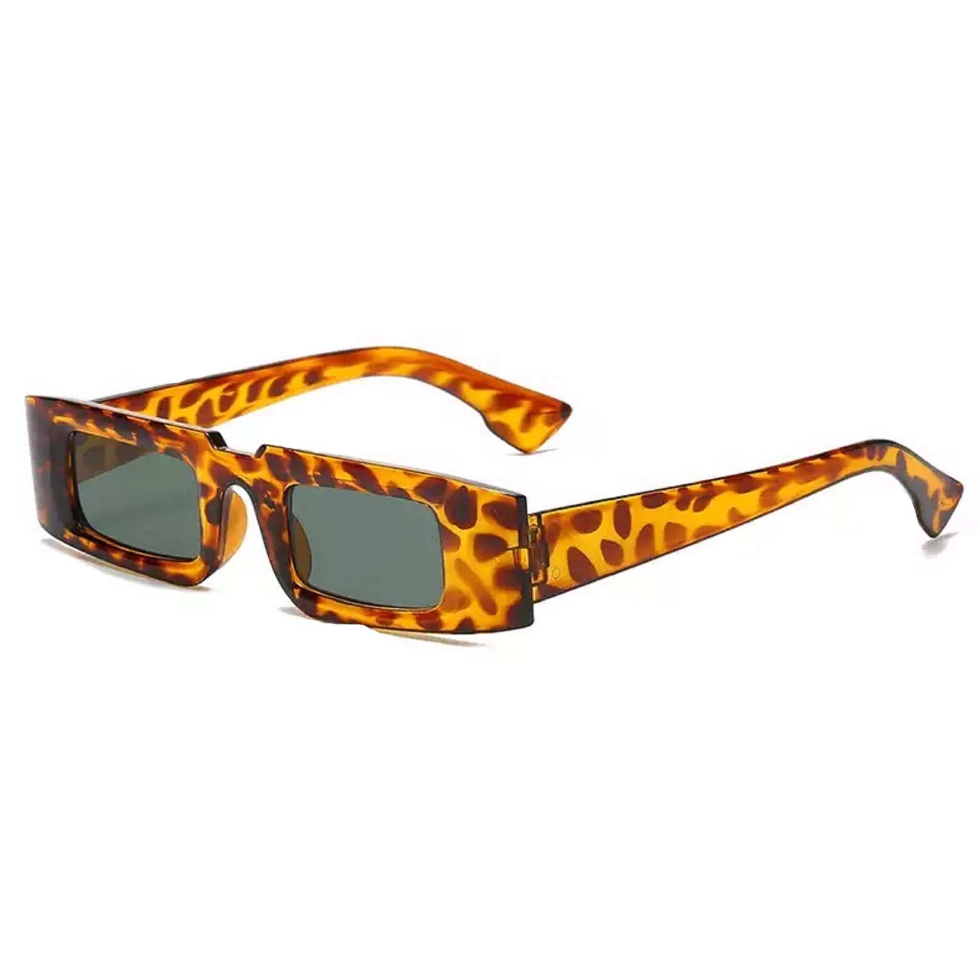 AUGEN Unisex Rectangular Sunglasses Brown Frame Black Lens ( Medium )