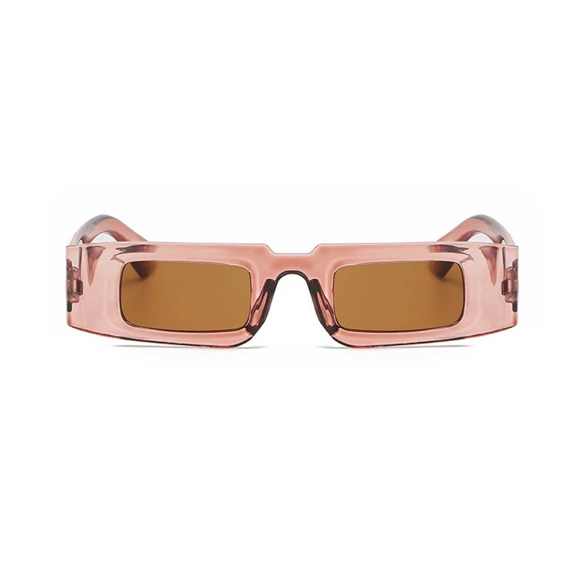 AUGEN By Visions India Retro Vintage Narrow Rectangular Abstract Unisex Sunglasses UV400 Protected Medium Size (Brown2, 128) - Pack of 1