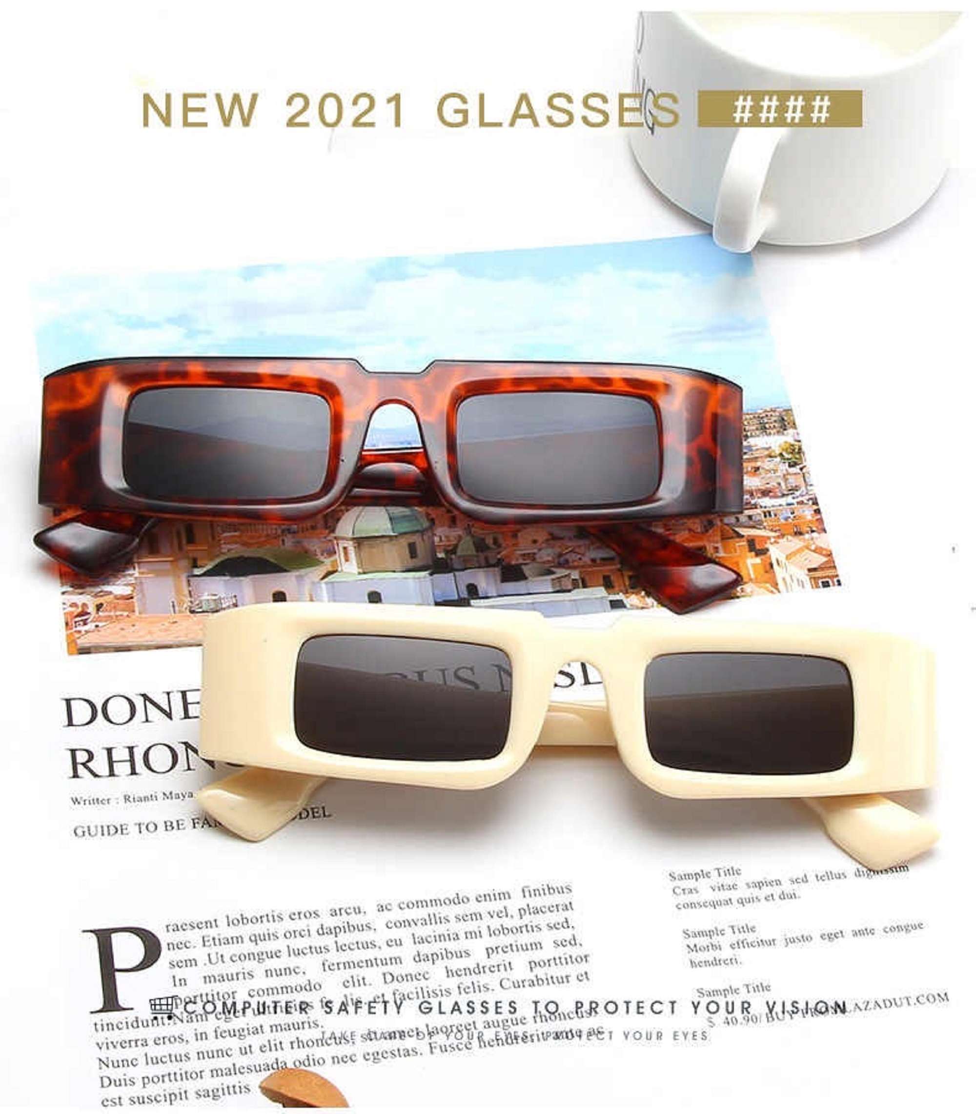 AUGEN Unisex Rectangular Sunglasses Off White Frame Black Lens ( Medium )