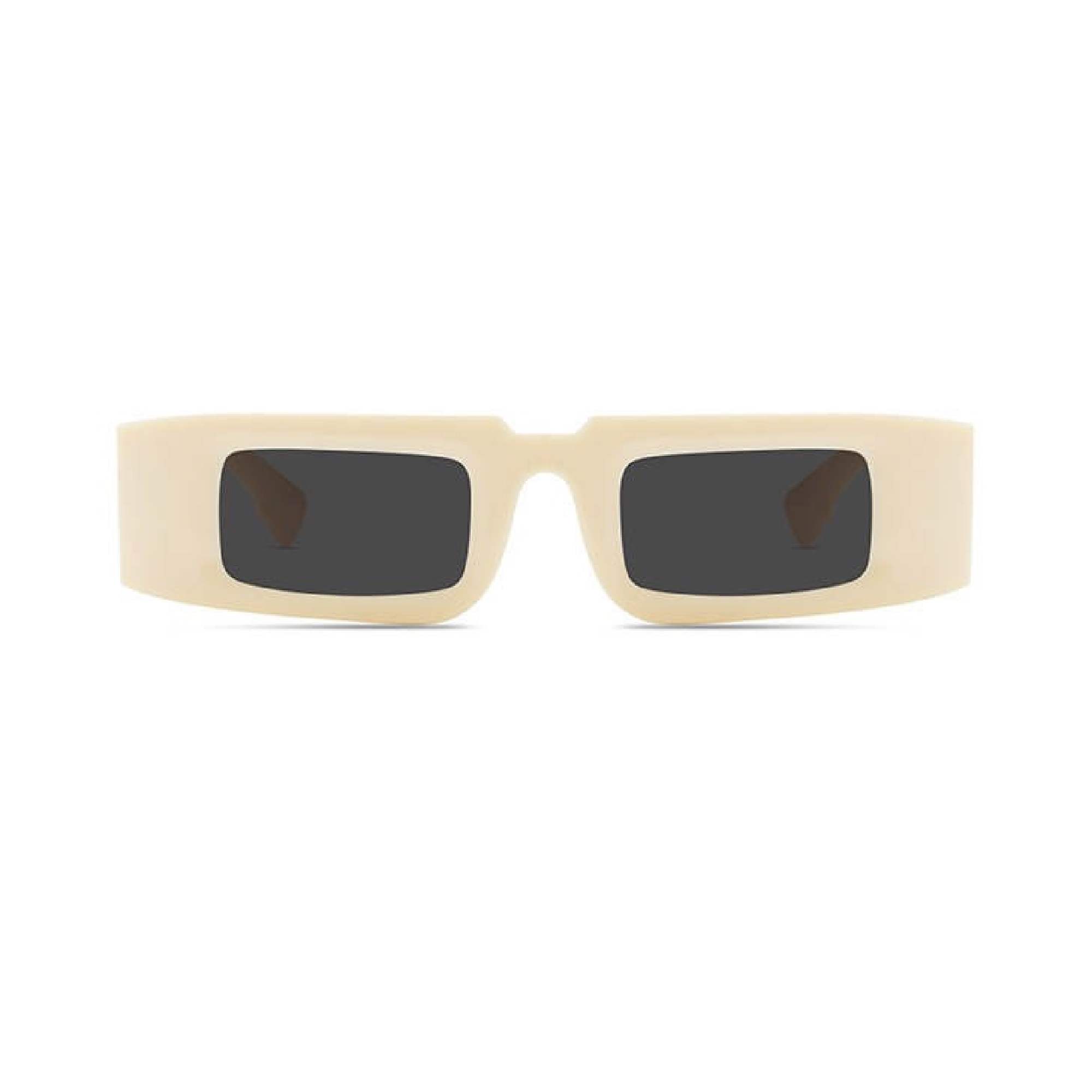 AUGEN Unisex Rectangular Sunglasses Off White Frame Black Lens ( Medium )