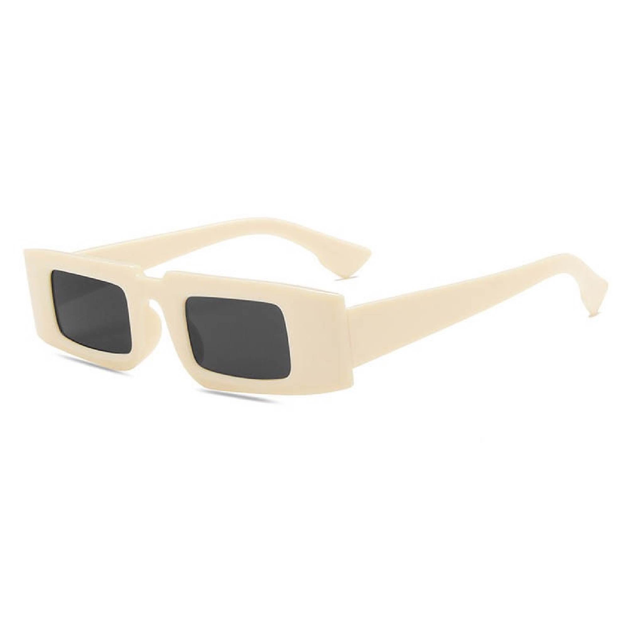 AUGEN Unisex Rectangular Sunglasses Off White Frame Black Lens ( Medium )