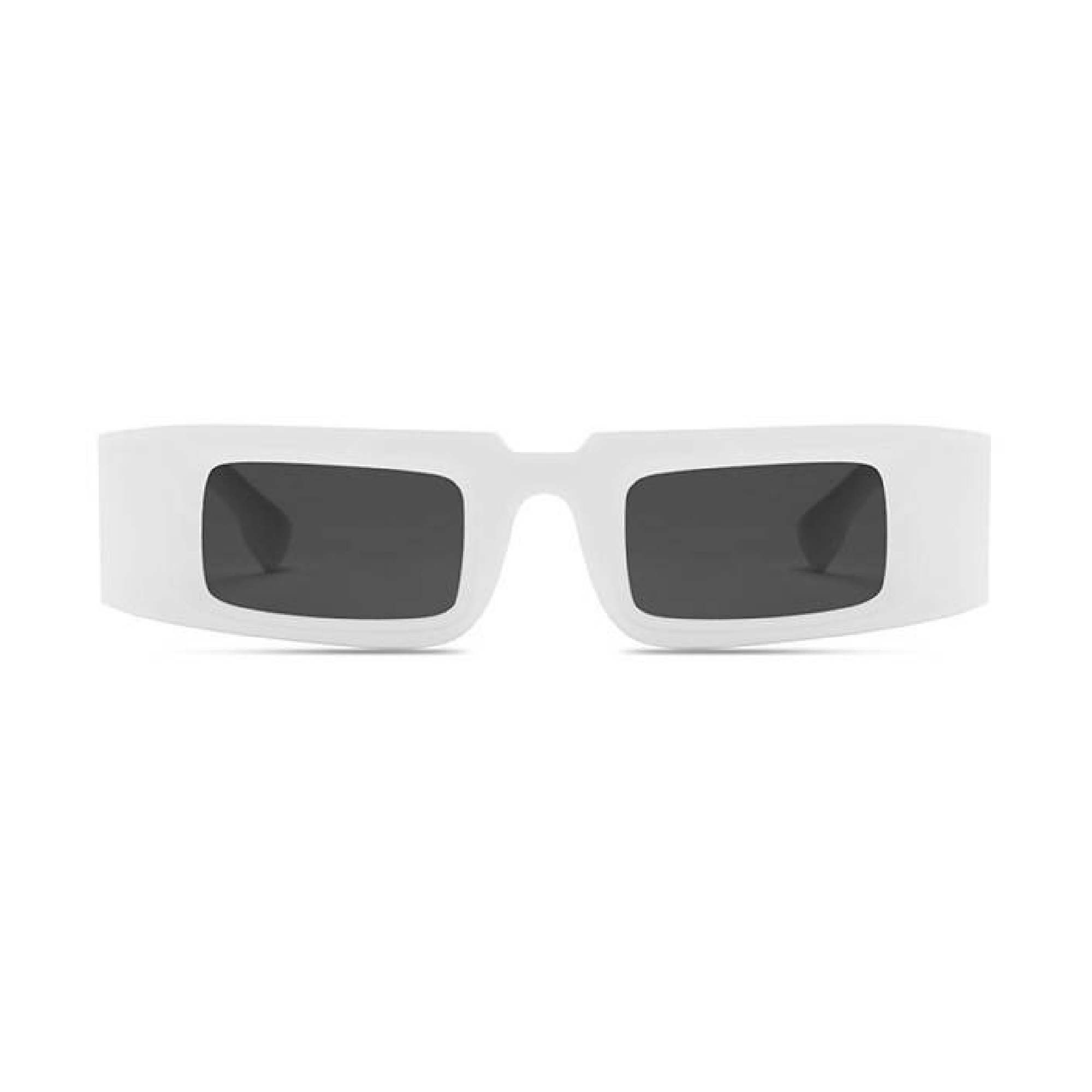 AUGEN Unisex Rectangular Sunglasses White Frame Black Lens ( Medium )