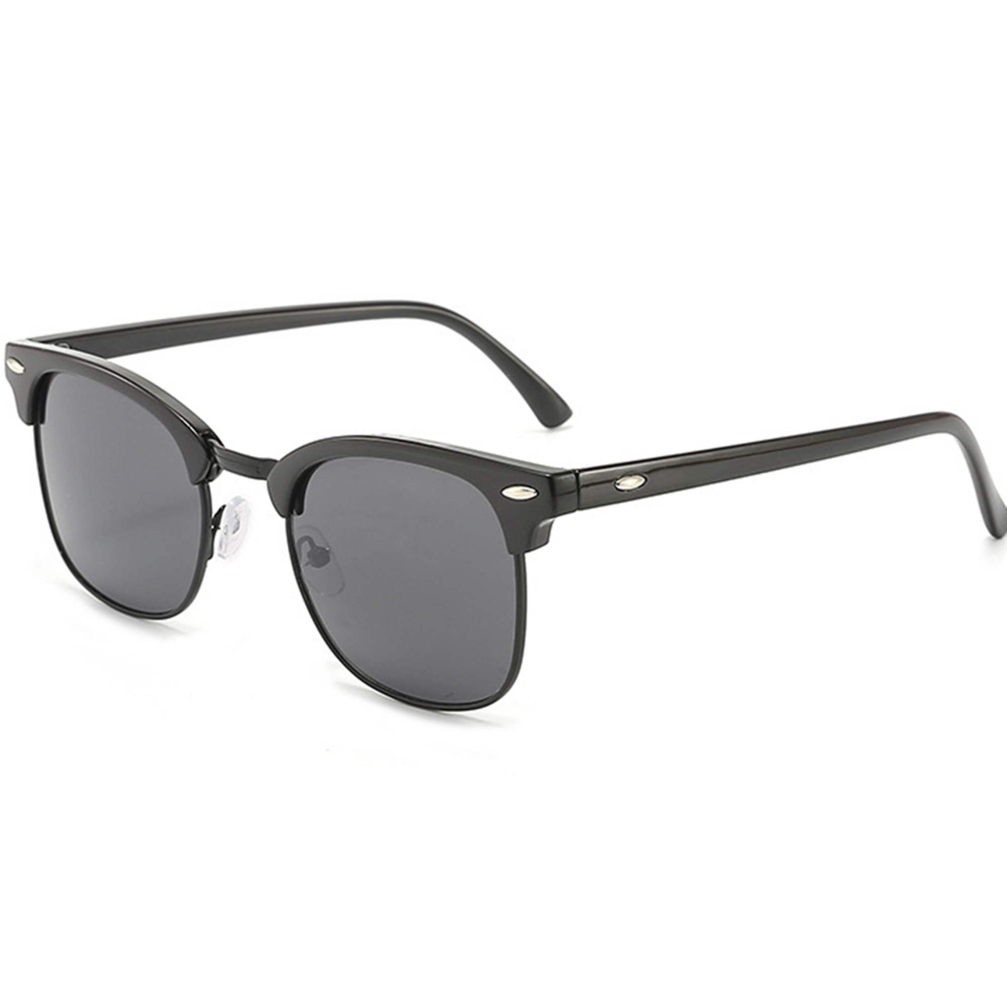 AUGEN By Visions India Retro Vintage Narrow Round Abstract Unisex Sunglasses UV400 Protected Medium Size (Black, 130)