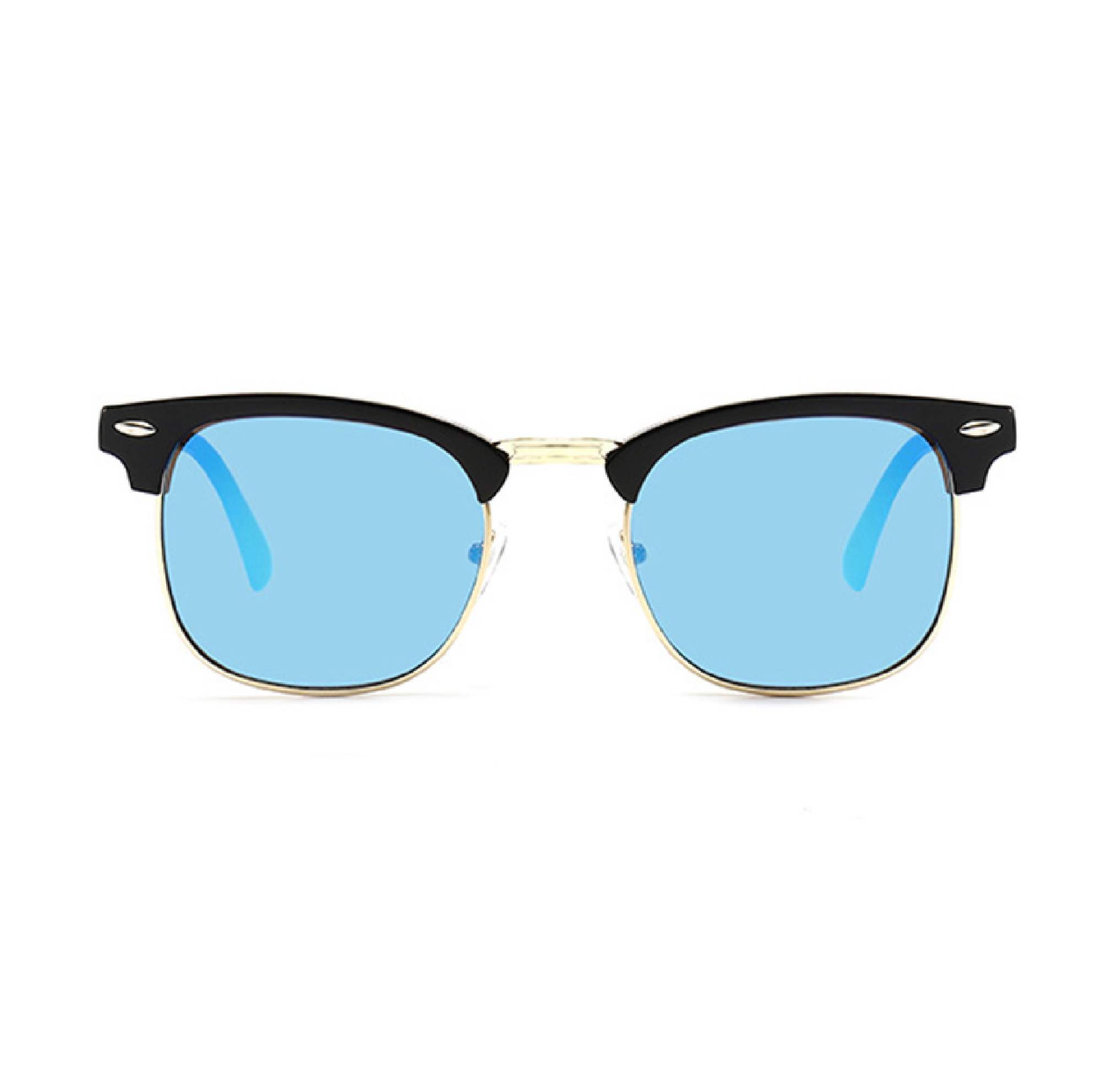 AUGEN By Visions India Retro Vintage Narrow Round Abstract Unisex Sunglasses UV400 Protected Medium Size (Blue, 130)