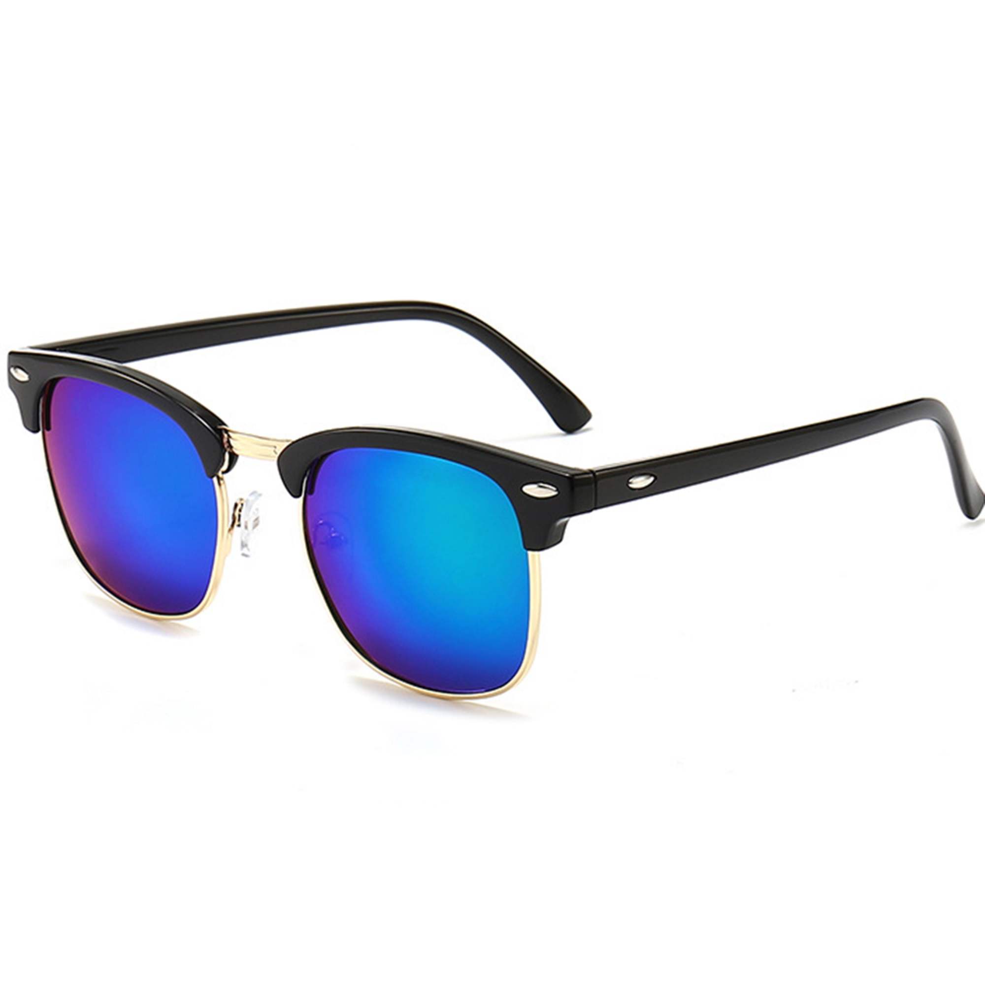 AUGEN By Visions India Retro Vintage Narrow Round Abstract Unisex Sunglasses UV400 Protected Medium Size (Blue, 130)