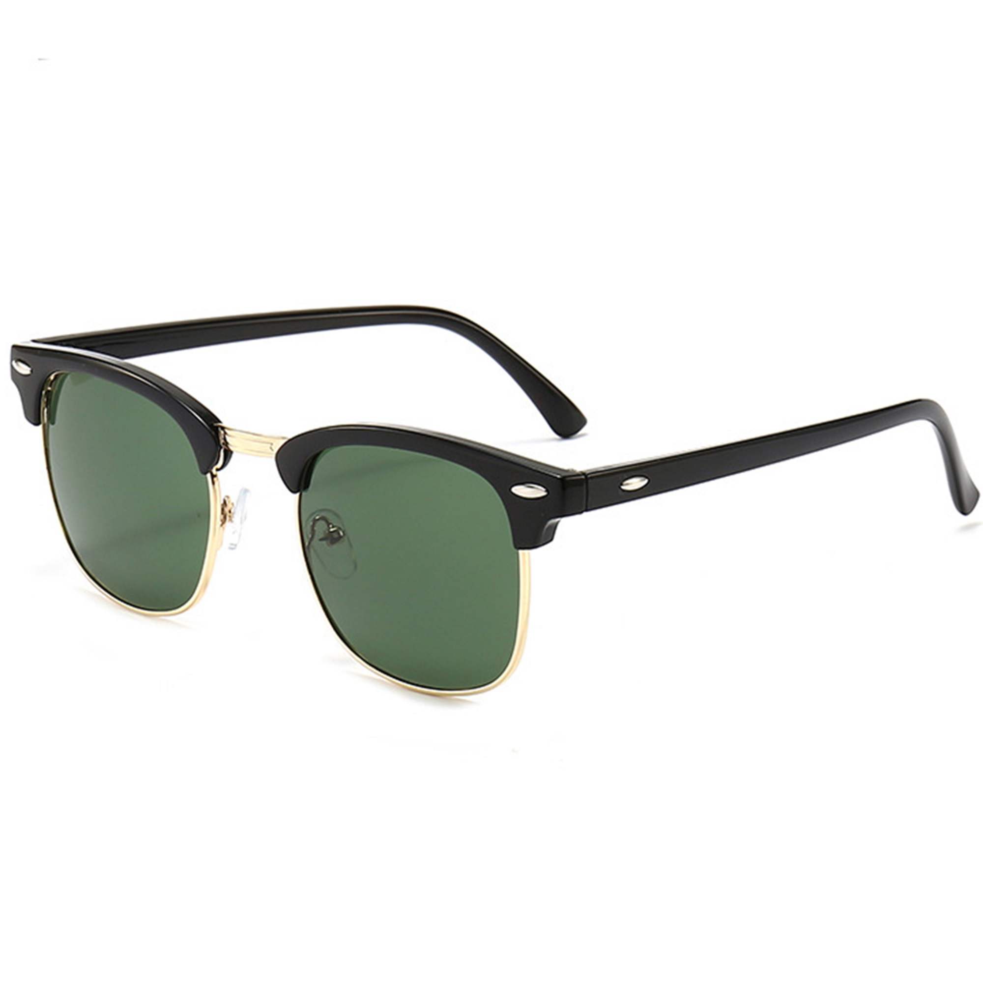 AUGEN By Visions India Retro Vintage Narrow Round Abstract Unisex Sunglasses UV400 Protected Medium Size (Green, 130)