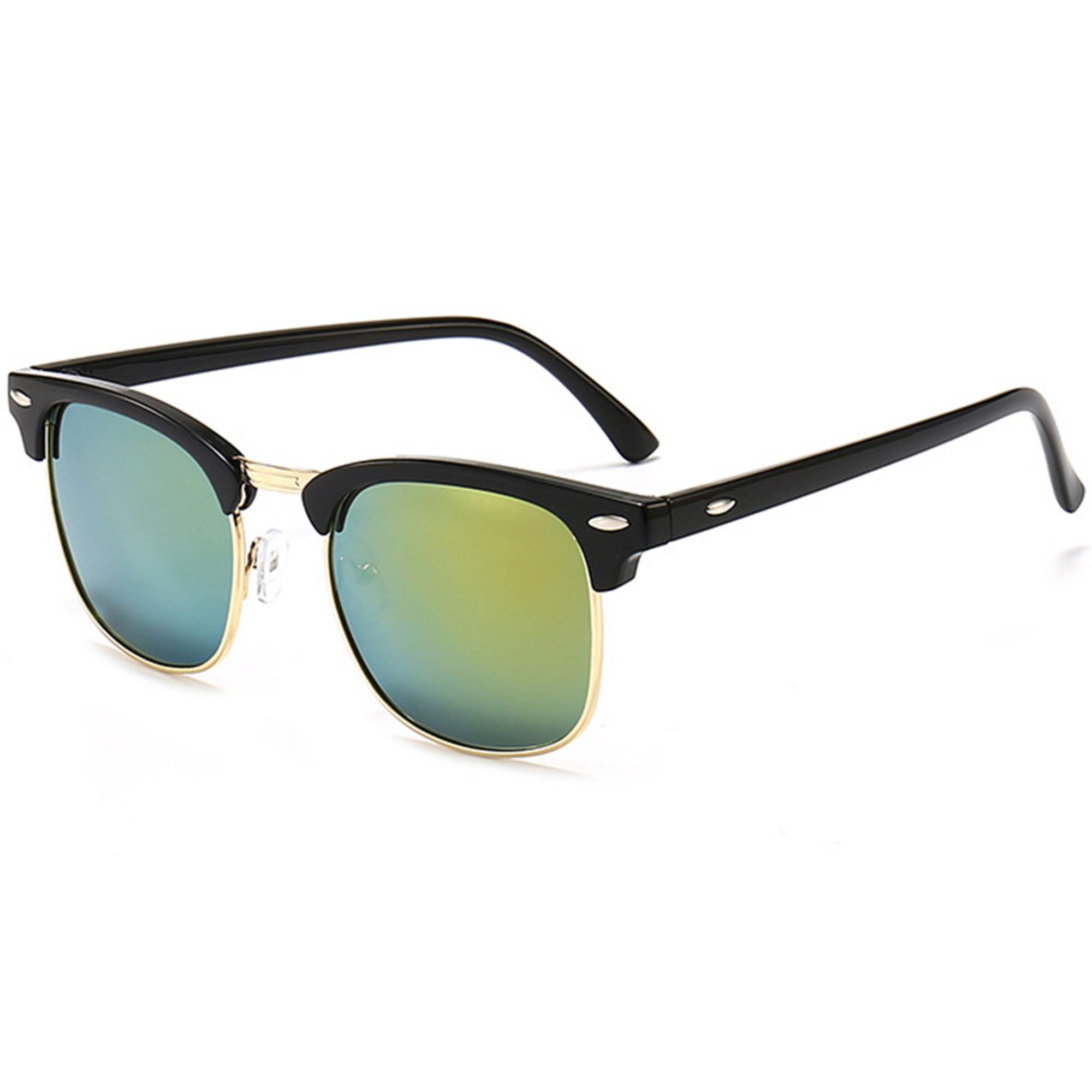 AUGEN By Visions India Retro Vintage Narrow Round Abstract Unisex Sunglasses UV400 Protected Medium Size (GreenM2, 130)