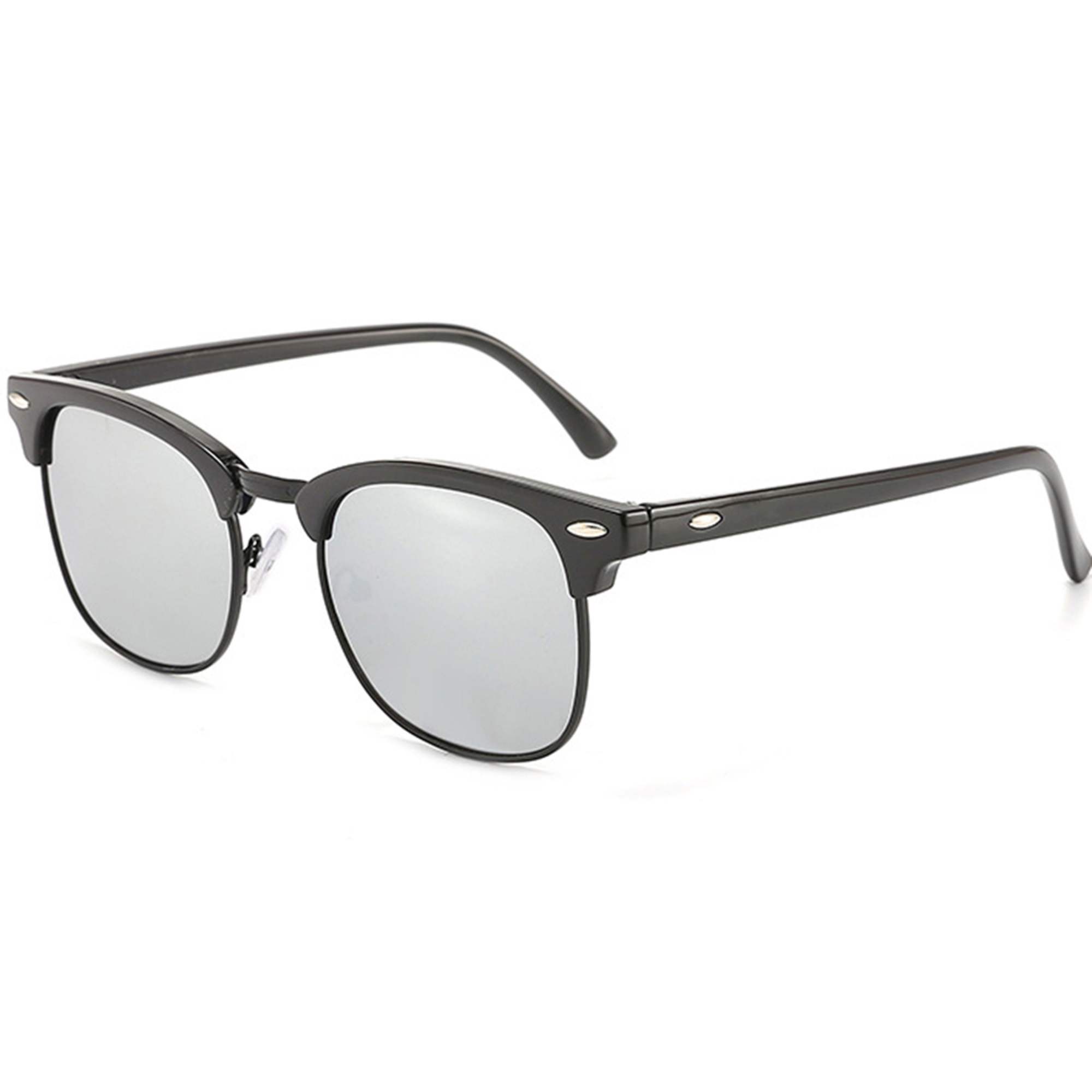 AUGEN By Visions India Retro Vintage Narrow Round Abstract Unisex Sunglasses UV400 Protected Medium Size (Silver, 130)