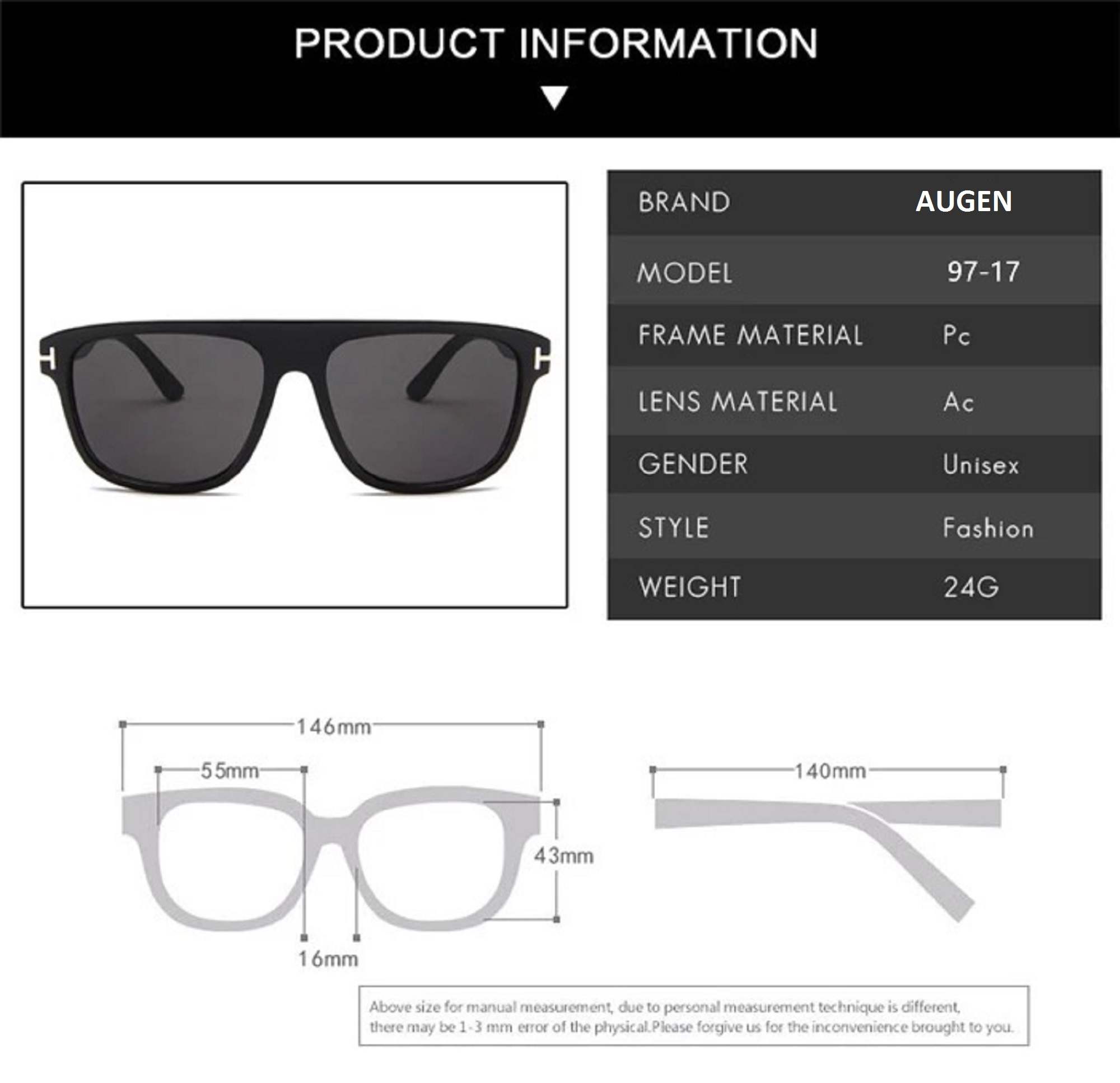 AUGEN By Visions India Retro Vintage Rectangular Abstract Unisex Sunglasses UV400 Protected Medium Size (Brown, 132)