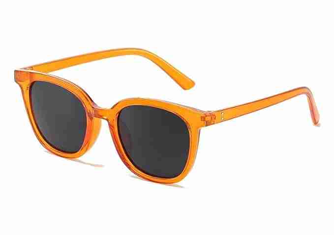 AUGEN By Visions India Retro Vintage Square Abstract Unisex Sunglasses UV400 Protected Large Size (Orange, 135)