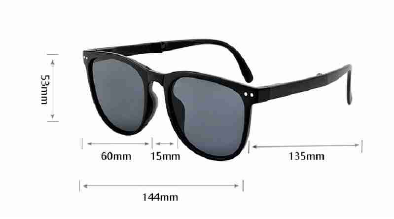 AUGEN By Visions India Retro Vintage Square Abstract Folding Unisex Sunglasses UV400 Protected Large Size (Black, 136)