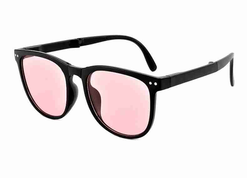 AUGEN By Visions India Retro Vintage Square Abstract Folding Unisex Sunglasses UV400 Protected Large Size (Pink, 136)