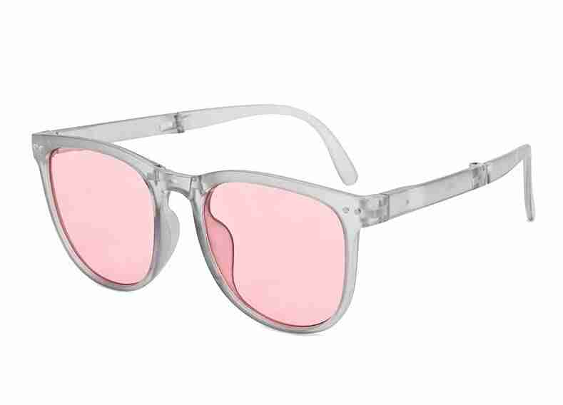 AUGEN By Visions India Retro Vintage Square Abstract Folding Unisex Sunglasses UV400 Protected Large Size (Pink2, 136)