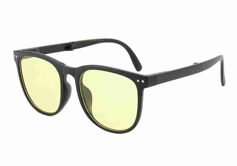 AUGEN By Visions India Retro Vintage Square Abstract Folding Unisex Sunglasses UV400 Protected Large Size (Yellow, 136)