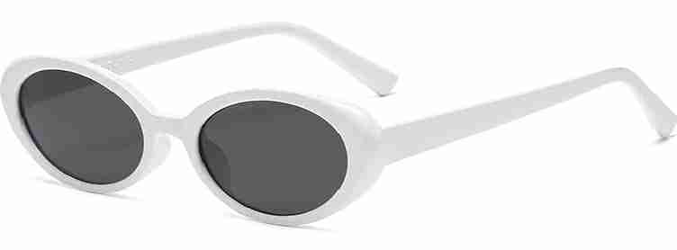 AUGEN By Visions India Retro Vintage Oval Abstract Unisex Sunglasses UV400 Protected Medium Size (White, 138)