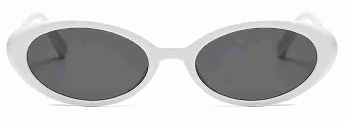 AUGEN By Visions India Retro Vintage Oval Abstract Unisex Sunglasses UV400 Protected Medium Size (White, 138)