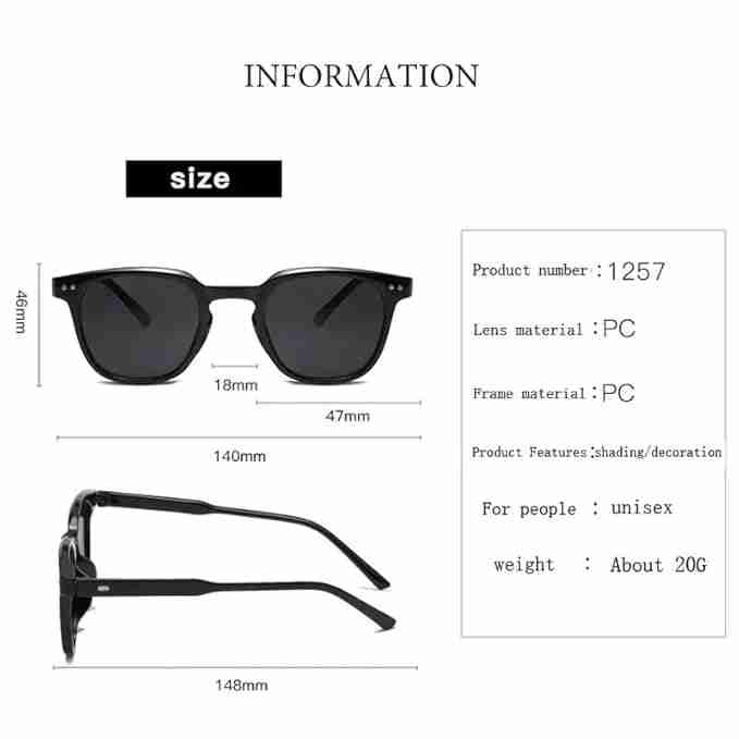 AUGEN By Visions India Retro Vintage Square Abstract Unisex Sunglasses UV400 Protected Medium Size (Clear, 140) - Pack of 1