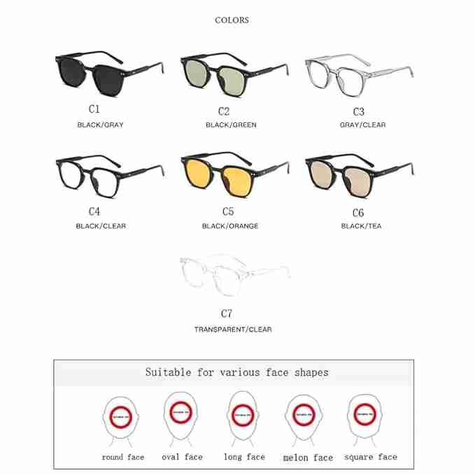 AUGEN By Visions India Retro Vintage Square Abstract Unisex Sunglasses UV400 Protected Medium Size (Clear, 140) - Pack of 1