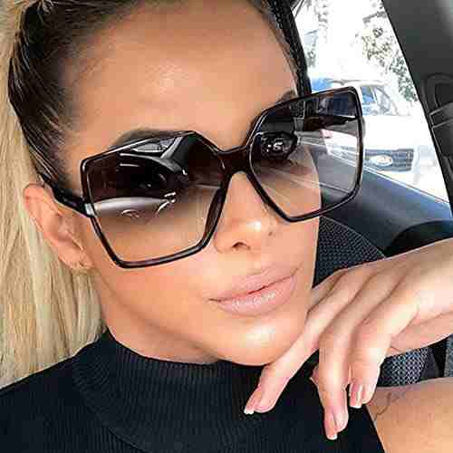 AUGEN By Visions India Retro Vintage Oversized Abstract Unisex Sunglasses UV400 Protected Large Size (Black, 141)