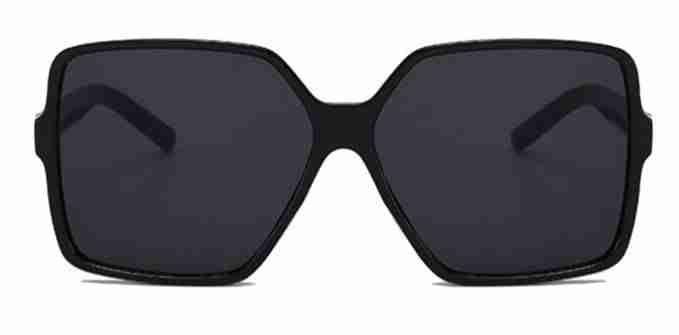 AUGEN By Visions India Retro Vintage Oversized Abstract Unisex Sunglasses UV400 Protected Large Size (Black, 141)