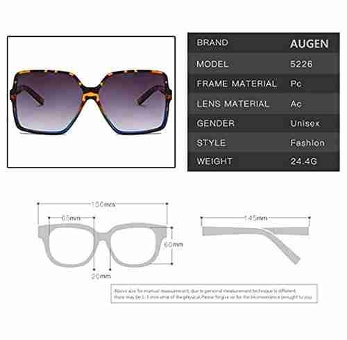 AUGEN By Visions India Retro Vintage Oversized Abstract Unisex Sunglasses UV400 Protected Large Size (Black2, 141) - Pack of 1