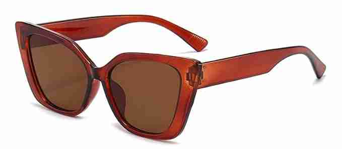 AUGEN By Visions India Retro Vintage Cateye Abstract Unisex Sunglasses UV400 Protected Medium Size (Brown2, 143)