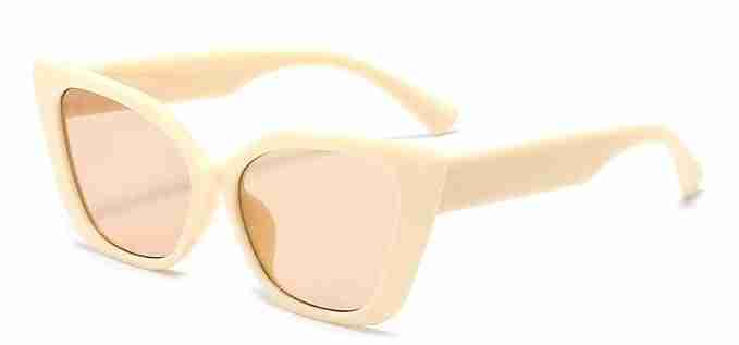 AUGEN By Visions India Retro Vintage Cateye Abstract Unisex Sunglasses UV400 Protected Medium Size (OffWhite, 143)