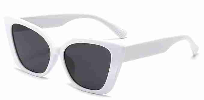 AUGEN By Visions India Retro Vintage Cateye Abstract Unisex Sunglasses UV400 Protected Medium Size (White, 143)