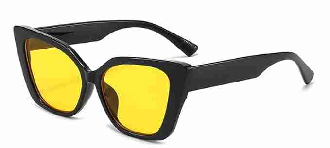 AUGEN By Visions India Retro Vintage Cateye Abstract Unisex Sunglasses UV400 Protected Medium Size (Yellow, 143)