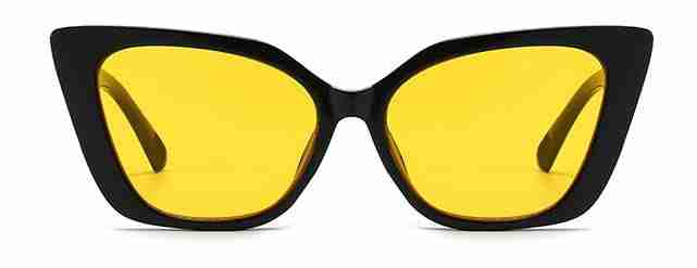 AUGEN By Visions India Retro Vintage Cateye Abstract Unisex Sunglasses UV400 Protected Medium Size (Yellow, 143)
