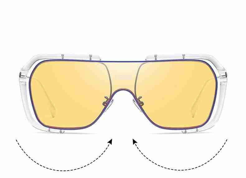 AUGEN By Visions India Retro Vintage Cateye Abstract Unisex Sunglasses UV400 Protected Medium Size (Yellow, 144) - Pack of 1