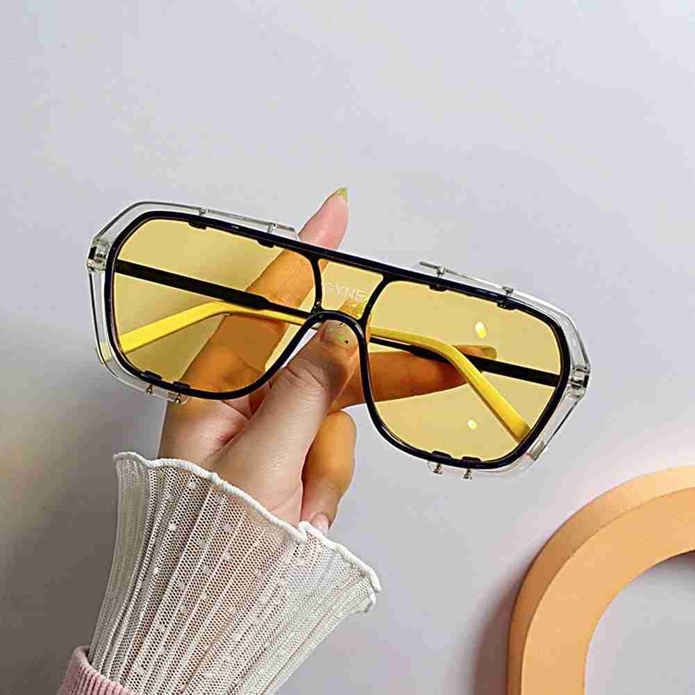 AUGEN By Visions India Retro Vintage Cateye Abstract Unisex Sunglasses UV400 Protected Medium Size (Yellow, 144) - Pack of 1
