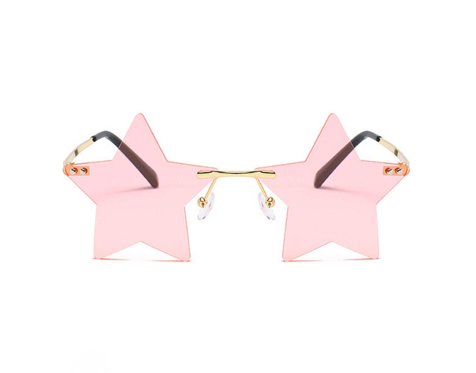 AUGEN By Visions India Retro Vintage Star Shape Rimless Abstract Party Unisex Sunglasses UV400 Protected Medium Size (C10, 145) Pink - Pack of 1