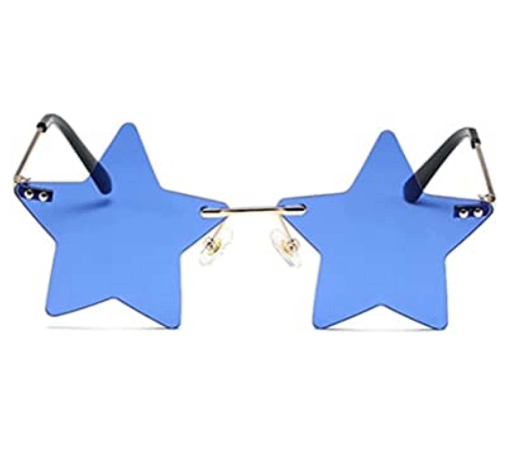 AUGEN By Visions India Retro Vintage Star Shape Rimless Abstract Party Unisex Sunglasses UV400 Protected Medium Size (C12, 145) Blue - Pack of 1