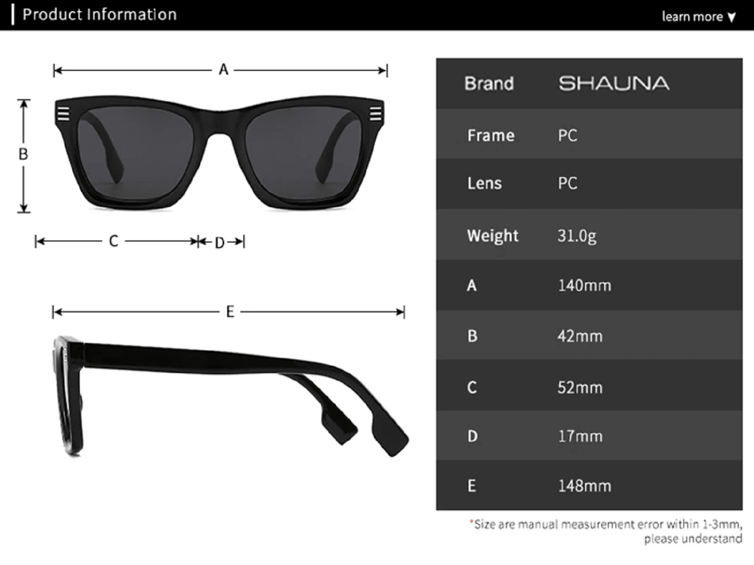AUGEN By Visions India Retro Vintage Square Abstract Unisex Sunglasses UV400 Protected Medium Size (C3, 146)
