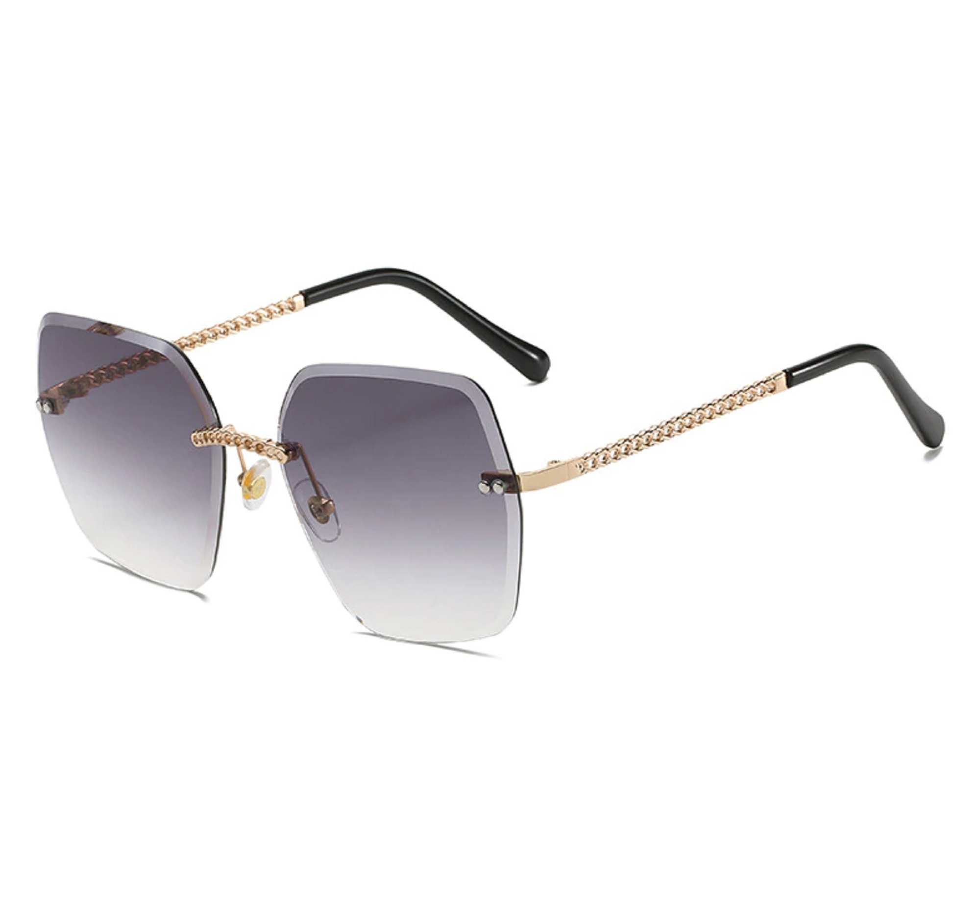 AUGEN By Visions India Retro Vintage Rimless Square Abstract Unisex Sunglasses UV400 Protected Medium Size (C1, 148)