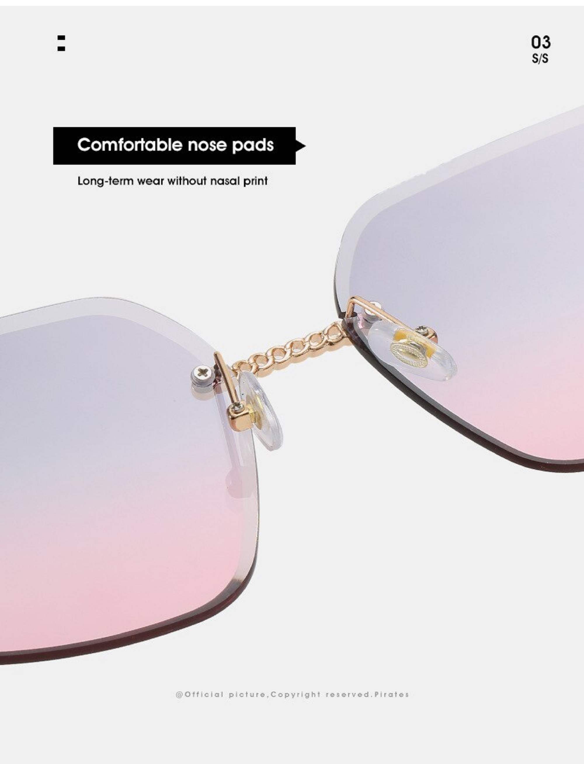 AUGEN By Visions India Retro Vintage Rimless Square Abstract Unisex Sunglasses UV400 Protected Medium Size (C1, 148)