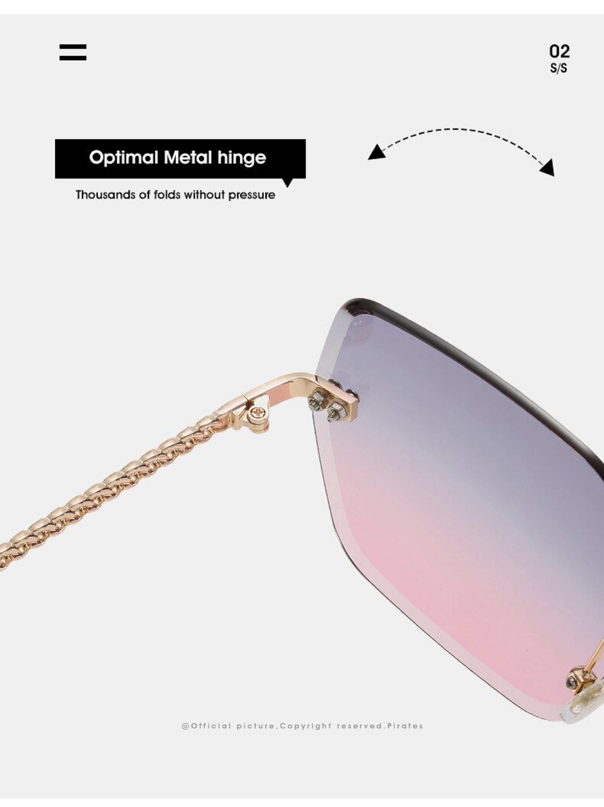 AUGEN By Visions India Retro Vintage Rimless Square Abstract Unisex Sunglasses UV400 Protected Medium Size (C1, 148)