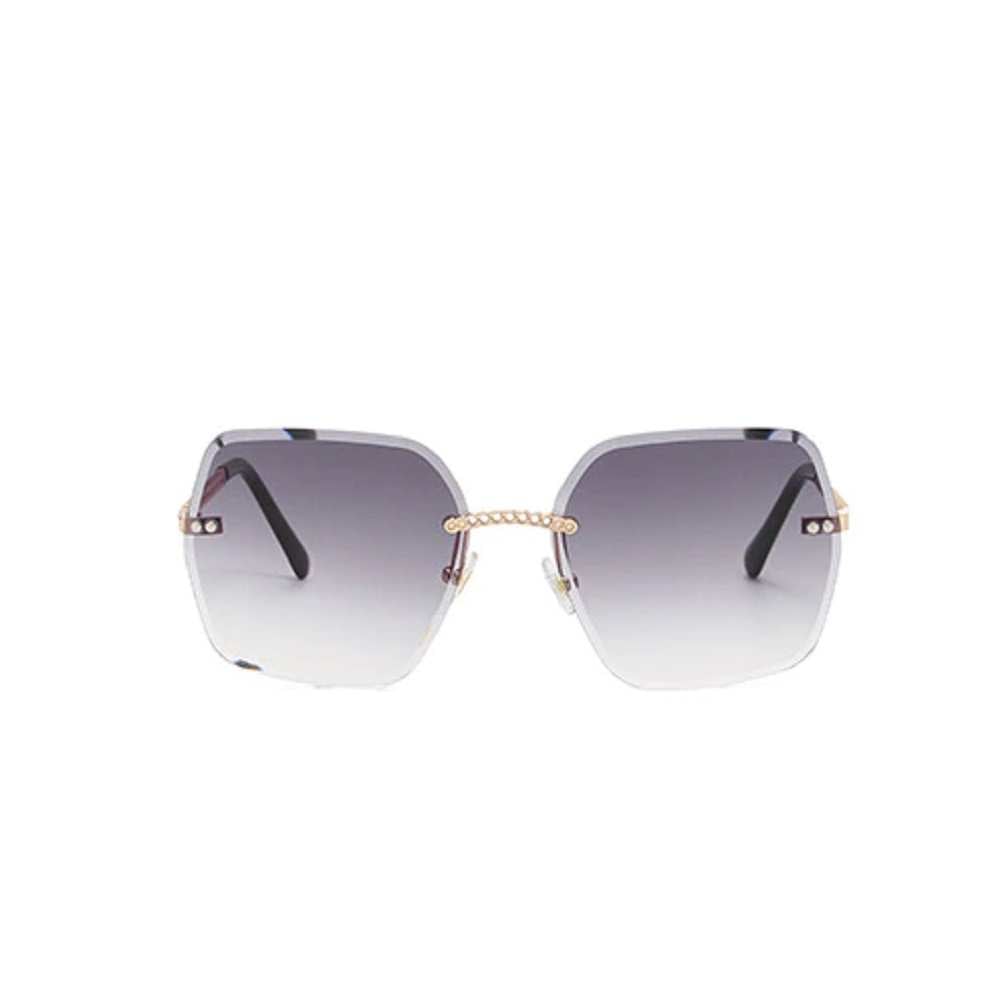 AUGEN By Visions India Retro Vintage Rimless Square Abstract Unisex Sunglasses UV400 Protected Medium Size (C1, 148)