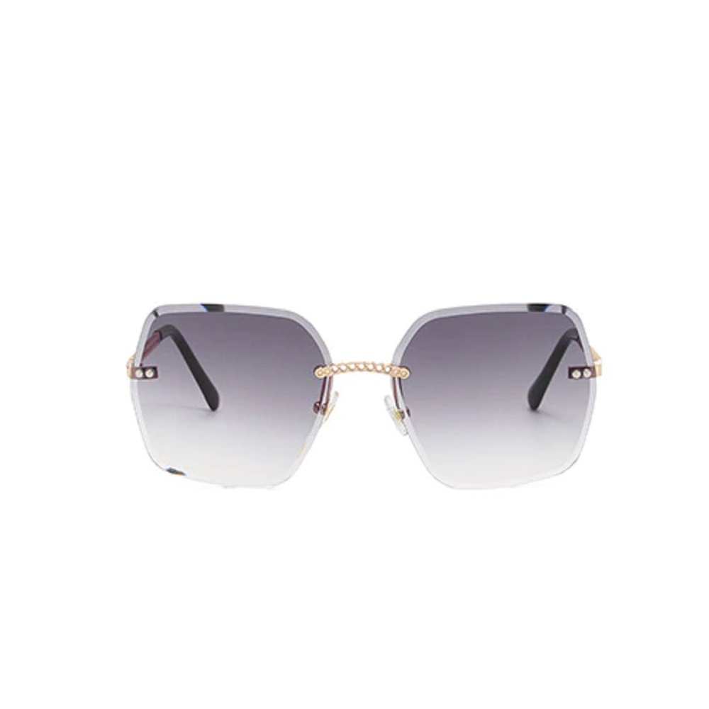 AUGEN By Visions India Retro Vintage Rimless Square Abstract Unisex Sunglasses UV400 Protected Medium Size (C1, 148)