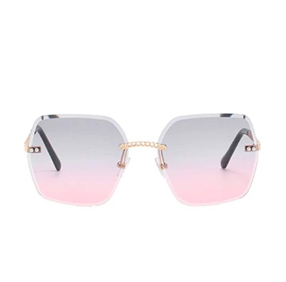 AUGEN By Visions India Retro Vintage Rimless Square Abstract Unisex Sunglasses UV400 Protected Medium Size (C2, 148)