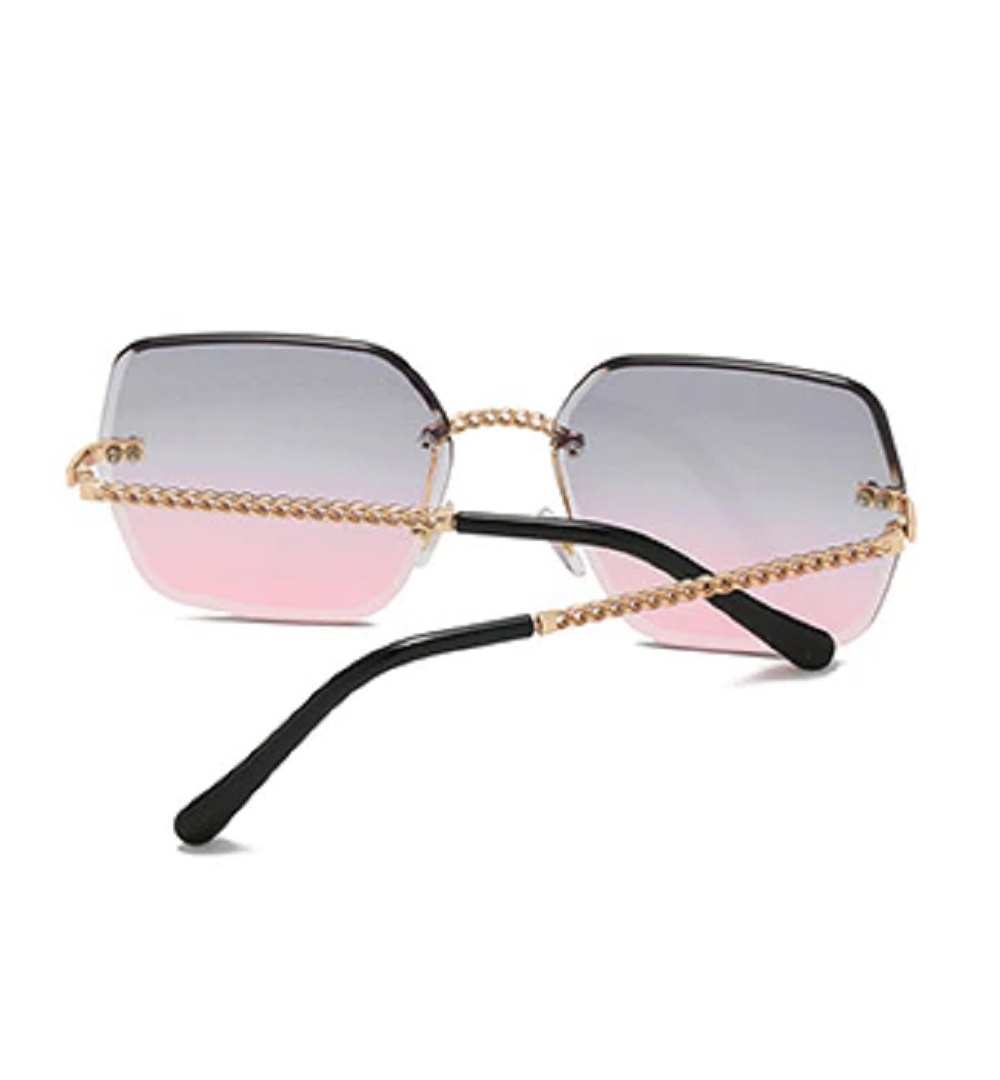 AUGEN By Visions India Retro Vintage Rimless Square Abstract Unisex Sunglasses UV400 Protected Medium Size (C2, 148)